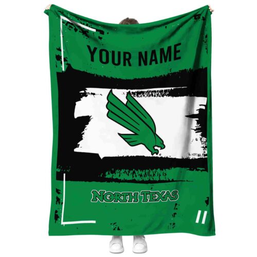 personalized north texas mean green paint strokes green white blanket best selling