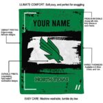 personalized north texas mean green paint strokes green white blanket best selling