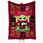 personalized northern illinois huskies baby yoda red blanket best selling