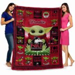 personalized northern illinois huskies baby yoda red blanket best selling