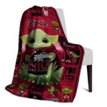 personalized northern illinois huskies baby yoda red blanket best selling