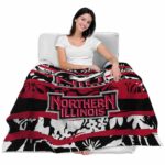 personalized northern illinois huskies floral stripes red white blanket latest model