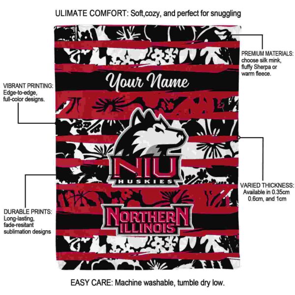 personalized northern illinois huskies floral stripes red white blanket new arrival