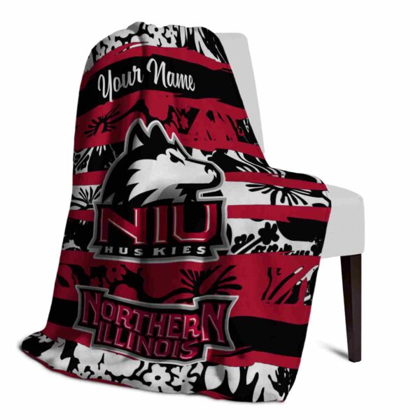 personalized northern illinois huskies floral stripes red white blanket top rated