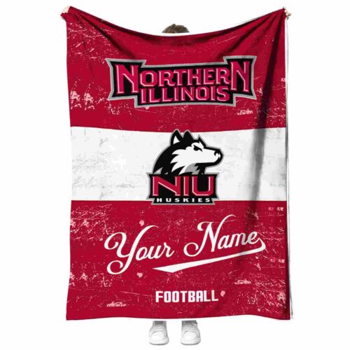 personalized northern illinois huskies grunge texture red white blanket best selling