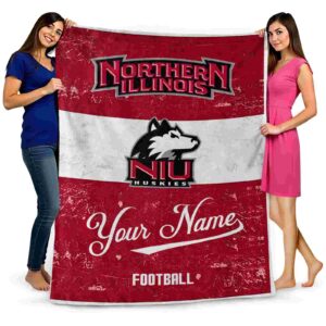 personalized northern illinois huskies grunge texture red white blanket fashion forward