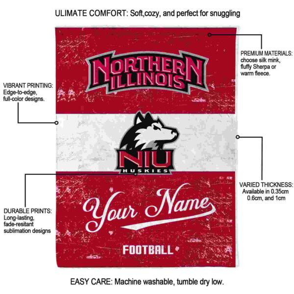 personalized northern illinois huskies grunge texture red white blanket new arrival