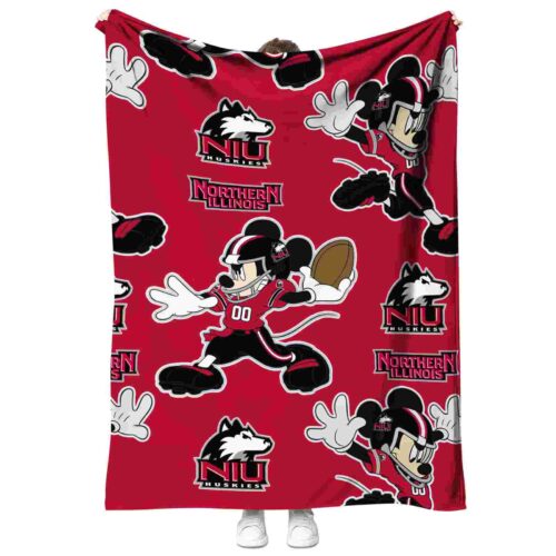 personalized northern illinois huskies mickey red blanket best selling