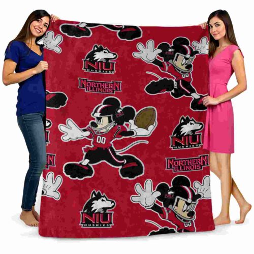 personalized northern illinois huskies mickey red blanket fashion forward