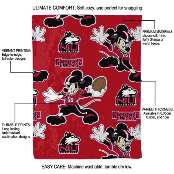 personalized northern illinois huskies mickey red blanket new arrival