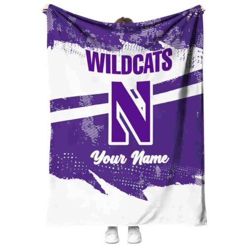 personalized northwestern wildcats grunge streaks purple blanket best selling