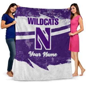 personalized northwestern wildcats grunge streaks purple blanket fashion forward