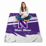 personalized northwestern wildcats grunge streaks purple blanket high quality