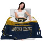 personalized notre dame fighting irish paint strokes navy white blanket best selling