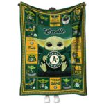personalized oakland athletics baby yoda green blanket best selling