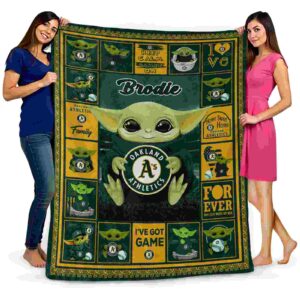 personalized oakland athletics baby yoda green blanket fashion forward