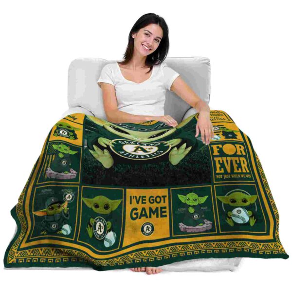 personalized oakland athletics baby yoda green blanket latest model