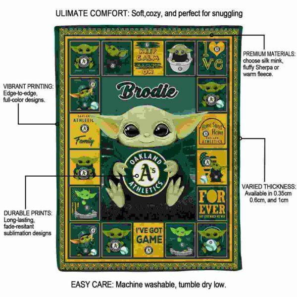 personalized oakland athletics baby yoda green blanket new arrival