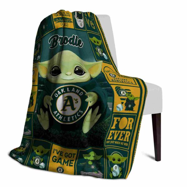 personalized oakland athletics baby yoda green blanket top rated