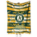 personalized oakland athletics floral stripes green white blanket best selling
