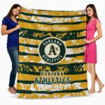 personalized oakland athletics floral stripes green white blanket fashion forward