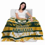 personalized oakland athletics floral stripes green white blanket latest model