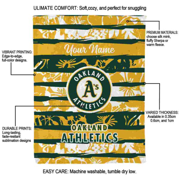 personalized oakland athletics floral stripes green white blanket new arrival