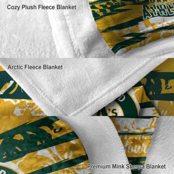 personalized oakland athletics floral stripes green white blanket premium grade