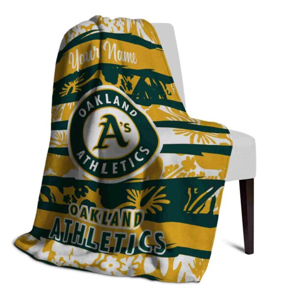 personalized oakland athletics floral stripes green white blanket top rated