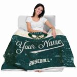 personalized oakland athletics grunge texture green white blanket best selling