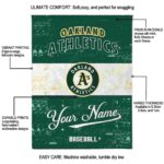 personalized oakland athletics grunge texture green white blanket best selling