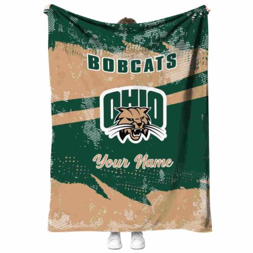 personalized ohio bobcats grunge streaks green blanket best selling