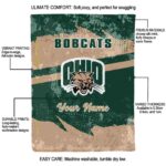 personalized ohio bobcats grunge streaks green blanket new arrival