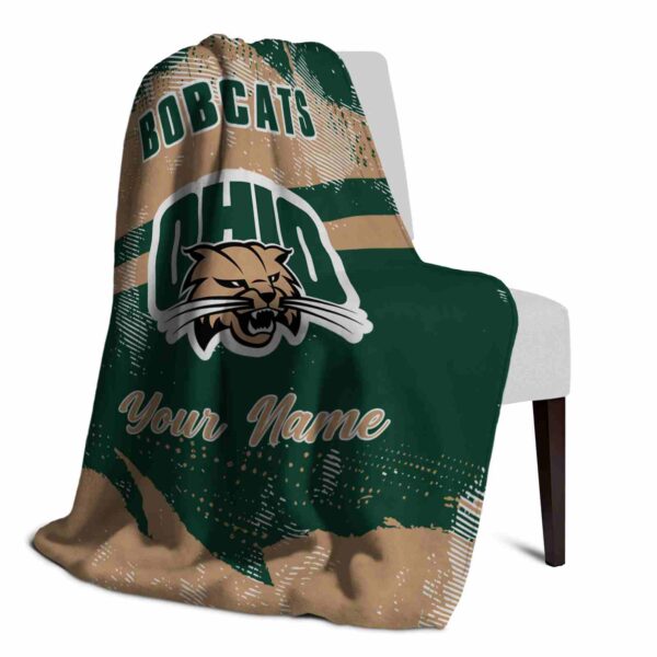 personalized ohio bobcats grunge streaks green blanket top rated