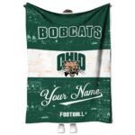 personalized ohio bobcats grunge texture green white blanket best selling
