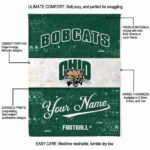 personalized ohio bobcats grunge texture green white blanket best selling