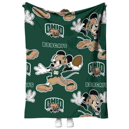 personalized ohio bobcats mickey green blanket best selling