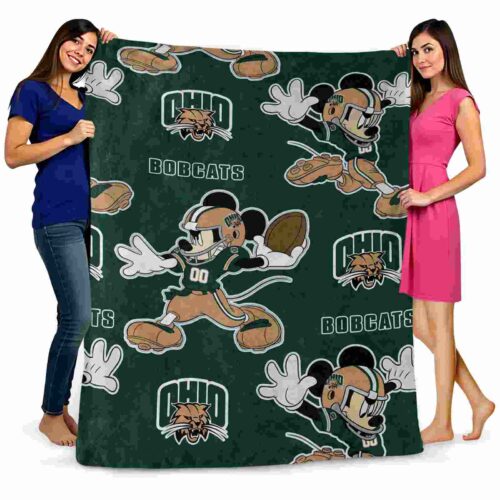 personalized ohio bobcats mickey green blanket fashion forward