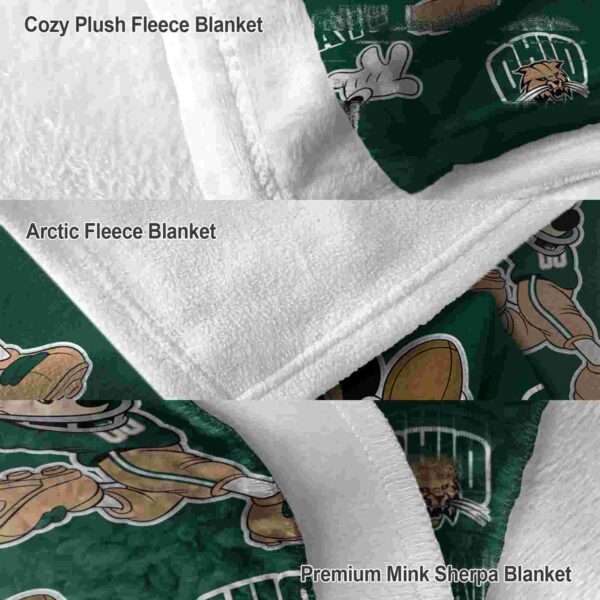 personalized ohio bobcats mickey green blanket premium grade