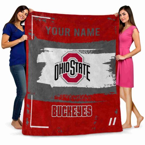 personalized ohio state buckeyes paint strokes scarlet white blanket fashion forward