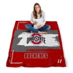 personalized ohio state buckeyes paint strokes scarlet white blanket high quality