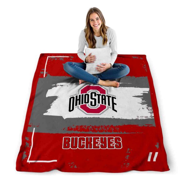 personalized ohio state buckeyes paint strokes scarlet white blanket high quality
