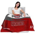 personalized ohio state buckeyes paint strokes scarlet white blanket latest model