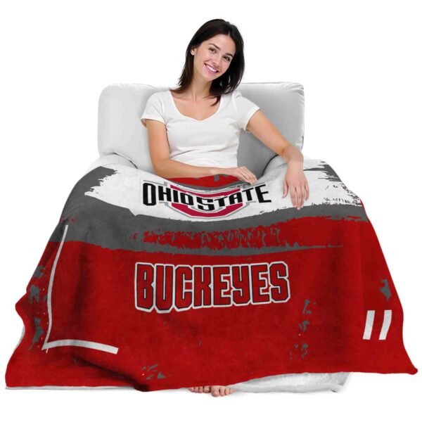 personalized ohio state buckeyes paint strokes scarlet white blanket latest model