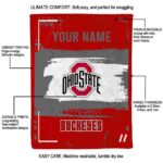 personalized ohio state buckeyes paint strokes scarlet white blanket new arrival