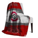 personalized ohio state buckeyes paint strokes scarlet white blanket top rated