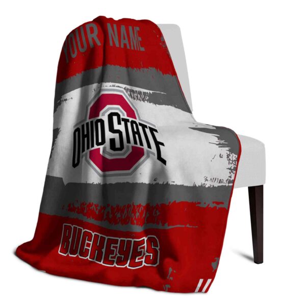 personalized ohio state buckeyes paint strokes scarlet white blanket top rated