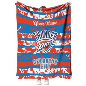 personalized oklahoma city thunder floral stripes blue white blanket best selling