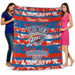 personalized oklahoma city thunder floral stripes blue white blanket best selling