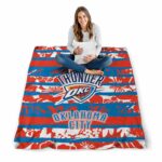 personalized oklahoma city thunder floral stripes blue white blanket best selling